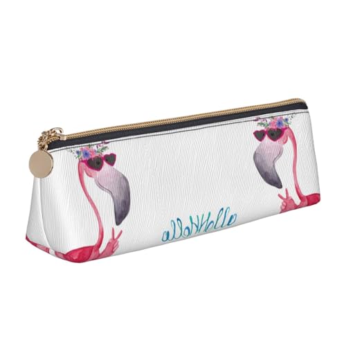 HAHAFU Hello Glasses Federmäppchen mit Flamingo-Motiv für Mädchen und Jungen, bedrucktes Leder, Schreibwaren-Organizer, Box, Schule, Bürobedarf, weiß, Einheitsgröße, Taschen-Organizer von HAHAFU