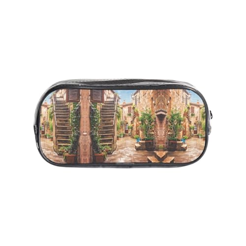 HAHAFU Italian Street transparentes PVC-Federmäppchen, transparente Make-up-Tasche für Schule, Büro, Reisen, Fitnessstudio, Zubehör, Organizer (komplett bedruckte Vorderseite) von HAHAFU
