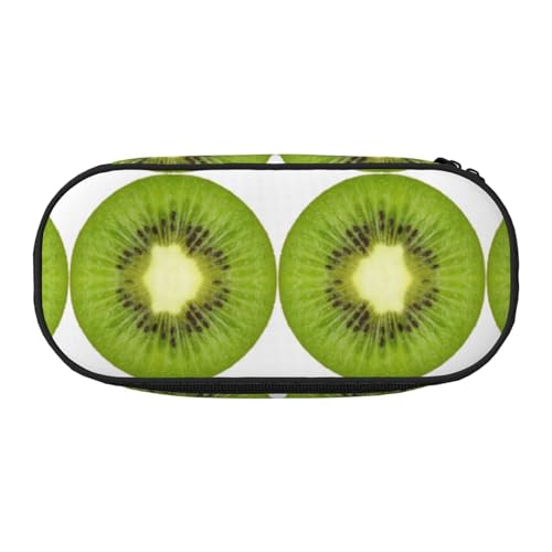 HAHAFU Kiwi Slice Federmäppchen mit doppeltem Reißverschluss, großes Fassungsvermögen, knautschfester Polyester-Organizer mit 4 Stiftfächern und Netztasche für Schule, Büro, Reisen (Volldruckdesign) von HAHAFU
