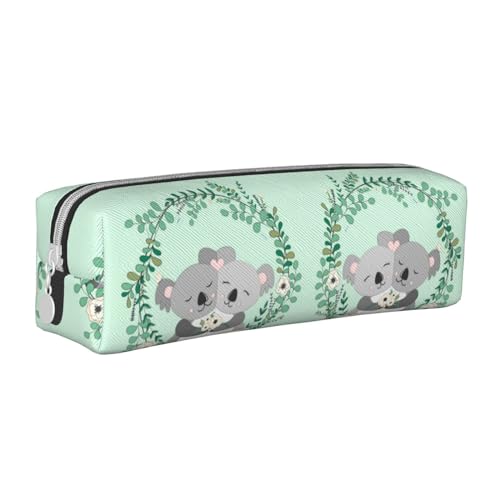 HAHAFU Koala Federmäppchen für Mädchen und Jungen, niedlicher Druck, Leder, Schreibwaren-Organizer, Box, Schule, Bürobedarf, weiß, Einheitsgröße, Taschen-Organizer von HAHAFU