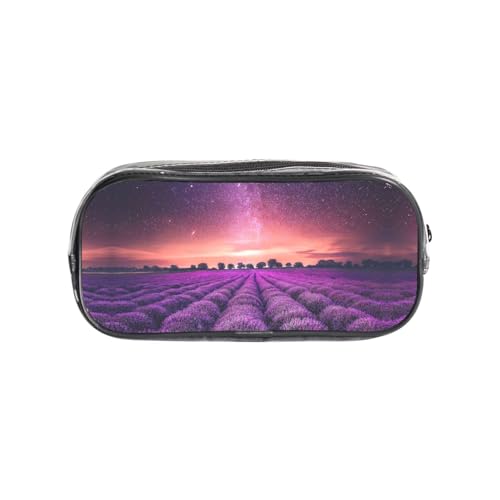 HAHAFU Lavender Fields transparentes PVC-Federmäppchen, transparente Make-up-Tasche für Schule, Büro, Reisen, Fitnessstudio, Zubehör, Organizer (komplett bedruckte Vorderseite) von HAHAFU