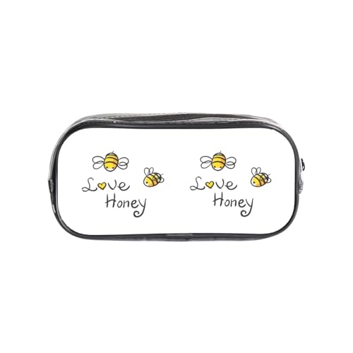 HAHAFU Love Honey transparentes PVC-Federmäppchen, transparente Make-up-Tasche für Schule, Büro, Reisen, Fitnessstudio, Zubehör, Organizer (komplett bedruckte Vorderseite) von HAHAFU