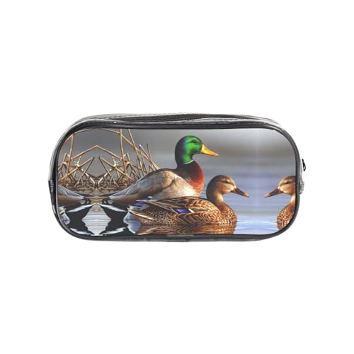HAHAFU Mallard Duck transparentes PVC-Federmäppchen, transparente Make-up-Tasche für Schule, Büro, Reisen, Fitnessstudio, Zubehör, Organizer (komplett bedruckte Vorderseite) von HAHAFU