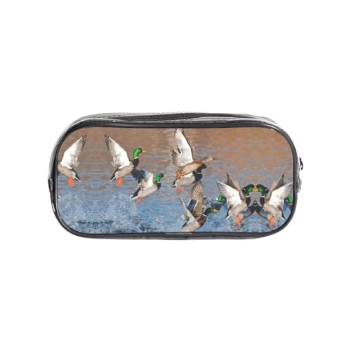 HAHAFU Mallard Ducks transparentes PVC-Federmäppchen, transparente Make-up-Tasche für Schule, Büro, Reisen, Fitnessstudio, Zubehör, Organizer (komplett bedruckte Vorderseite) von HAHAFU