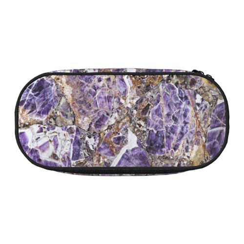 HAHAFU Marmor-Federmäppchen mit doppeltem Reißverschluss, großes Fassungsvermögen, knautschfestes Polyester-Organizer mit 4 Stiftfächern und Netztasche für Schule, Büro, Reisen (Volldruckdesign) von HAHAFU