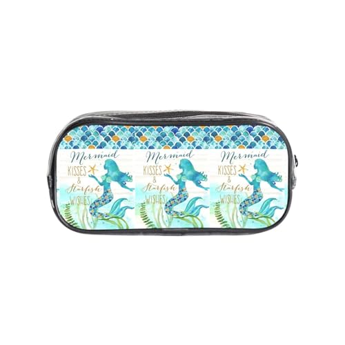 HAHAFU Meerjungfrauen-Federmäppchen, transparentes PVC-Federmäppchen, transparente Make-up-Tasche für Schule, Büro, Reisen, Fitnessstudio, Zubehör, Organizer (komplett bedruckte Vorderseite) von HAHAFU