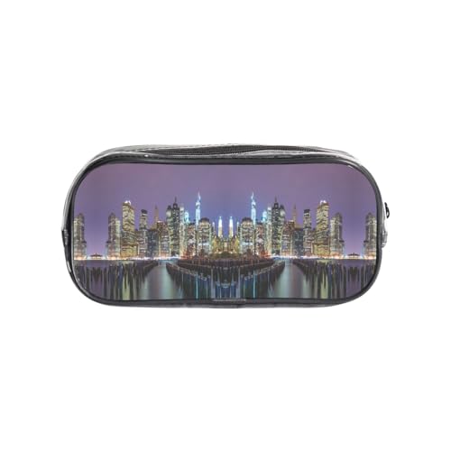 HAHAFU New York City transparentes PVC-Federmäppchen, transparente Make-up-Tasche für Schule, Büro, Reisen, Fitnessstudio, Zubehör, Organizer (komplett bedruckte Vorderseite) von HAHAFU
