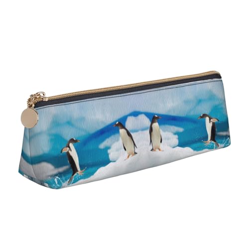 HAHAFU Niedliches Federmäppchen mit Pinguin-Motiv für Mädchen und Jungen, bedrucktes Leder, Schreibwaren-Organizer, Box, Schule, Bürobedarf, weiß, Einheitsgröße, Taschen-Organizer von HAHAFU