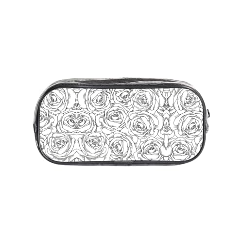 HAHAFU PVC-Federmäppchen, transparent, Make-up-Tasche für Schule, Büro, Reisen, Fitnessstudio, Zubehör, Organizer, Schwarz / Weiß von HAHAFU