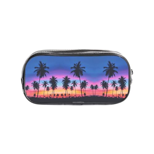 HAHAFU Palmen transparentes PVC-Federmäppchen, transparente Make-up-Tasche für Schule, Büro, Reisen, Fitnessstudio, Zubehör, Organizer (komplett bedruckte Vorderseite) von HAHAFU