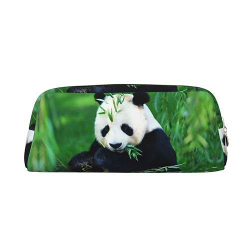 HAHAFU Panda, niedliches Leder-Federmäppchen für Mädchen und Jungen, bedruckt, Schreibwaren, Organizer, Tasche, Schule, Büro, Federmäppchen, gold, Einheitsgröße, Taschen-Organizer von HAHAFU