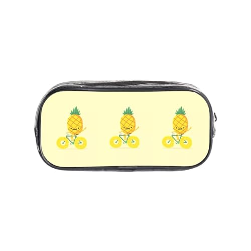 HAHAFU Pineapple Bike transparentes PVC-Federmäppchen, transparente Make-up-Tasche für Schule, Büro, Reisen, Fitnessstudio, Zubehör, Organizer (komplett bedruckte Vorderseite) von HAHAFU