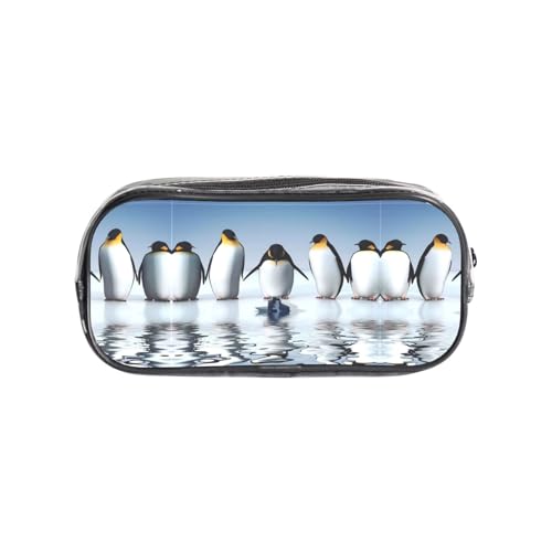 HAHAFU Pinguin transparentes PVC-Federmäppchen, transparente Make-up-Tasche für Schule, Büro, Reisen, Fitnessstudio, Zubehör, Organizer (komplett bedruckte Vorderseite) von HAHAFU