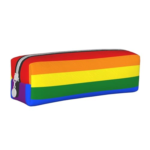 HAHAFU Regenbogen-Federmäppchen für Mädchen und Jungen, niedlicher Druck, Leder, Schreibwaren-Organizer, Box, Schule, Bürobedarf, weiß, Einheitsgröße, Taschen-Organizer von HAHAFU