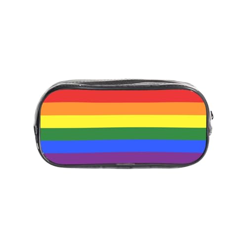 HAHAFU Regenbogenfarbenes transparentes PVC-Federmäppchen, transparente Make-up-Tasche für Schule, Büro, Reisen, Fitnessstudio, Zubehör (komplett bedruckte Vorderseite) von HAHAFU