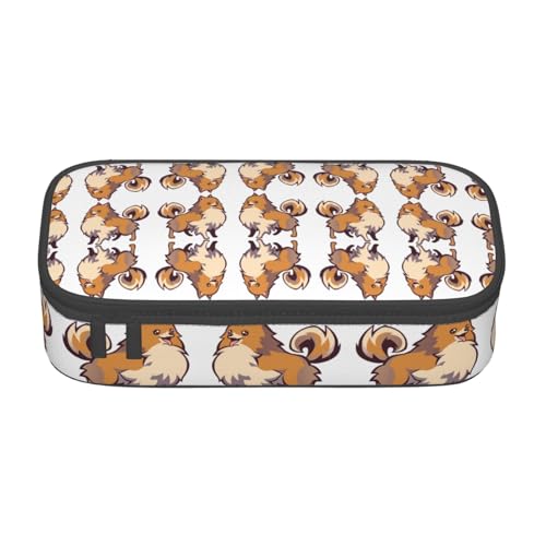 HAHAFU Robustes Federmäppchen mit großem Fassungsvermögen und mehreren Fächern, bedruckt, wasserabweisend, Polyester, Schulbedarf-Organizer (quadratisches Design), Schwarz , Einheitsgröße von HAHAFU