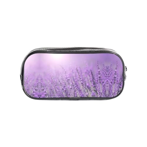 HAHAFU Romantisches Federmäppchen, violett, Lavendel, transparent, Make-up-Tasche für Schule, Büro, Reisen, Fitnessstudio, Zubehör, Organizer (komplett bedruckte Vorderseite) von HAHAFU