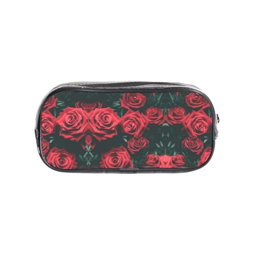 HAHAFU Rote Rose transparentes PVC-Federmäppchen, transparente Make-up-Tasche für Schule, Büro, Reisen, Fitnessstudio, Zubehör, Organizer (komplett bedruckte Vorderseite) von HAHAFU