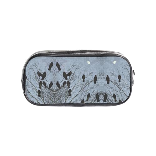 HAHAFU Schwarze Krähenvögel, transparentes PVC-Federmäppchen, transparente Make-up-Tasche für Schule, Büro, Reisen, Fitnessstudio, Zubehör, Organizer (komplett bedruckte Vorderseite) von HAHAFU