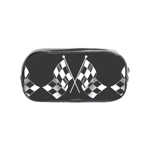 HAHAFU Schwarzes und weißes Formel-Federmäppchen mit kariertem Flaggenmuster, transparentes PVC-Federmäppchen, transparente Make-up-Tasche für Schule, Büro, Reisen, Fitnessstudio, Zubehör, Organizer von HAHAFU