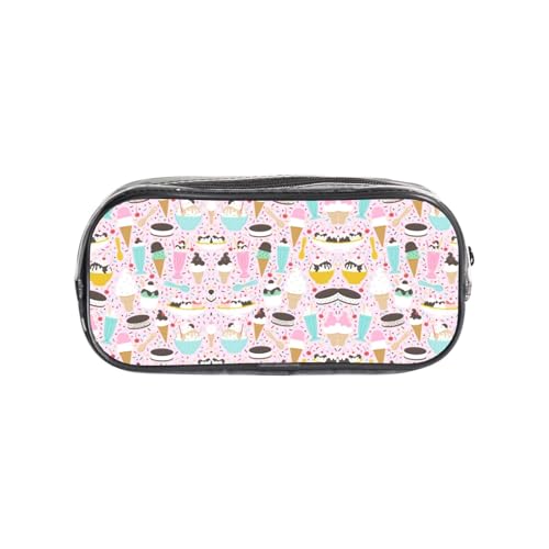 HAHAFU Süßes Eiscreme-Federmäppchen, transparent, Make-up-Tasche für Schule, Büro, Reisen, Fitnessstudio, Zubehör, Organizer (komplett bedruckte Vorderseite) von HAHAFU