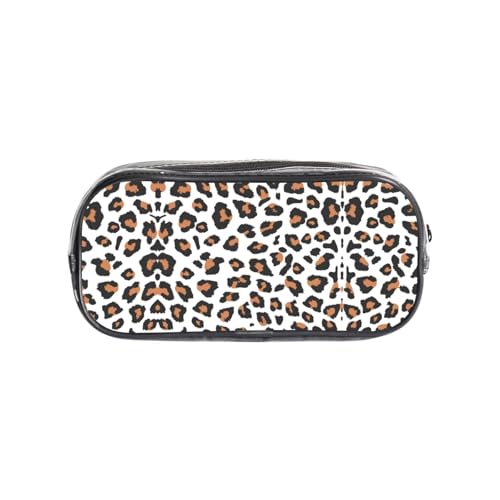 HAHAFU Transparentes PVC-Federmäppchen, Leopardenmuster, transparente Make-up-Tasche für Schule, Büro, Reisen, Fitnessstudio, Zubehör (komplett bedruckte Vorderseite) von HAHAFU