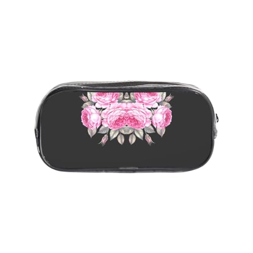 HAHAFU Transparentes PVC-Federmäppchen, Make-up-Tasche mit Blumenmuster, für Schule, Büro, Reisen, Fitnessstudio, Zubehör (komplett bedruckte Vorderseite) von HAHAFU