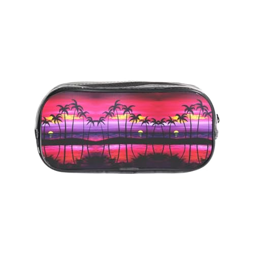 HAHAFU Transparentes PVC-Federmäppchen, tropische Palme, transparente Make-up-Tasche für Schule, Büro, Reisen, Fitnessstudio, Zubehör, Organizer (komplett bedruckte Vorderseite) von HAHAFU