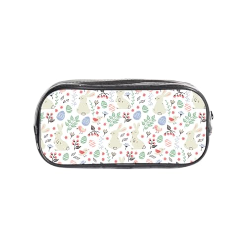 HAHAFU Transparentes PVC-Federmäppchen mit Blumen, Hasen, Vögeln, transparente Make-up-Tasche für Schule, Büro, Reisen, Fitnessstudio, Zubehör, Organizer (komplett bedruckte Vorderseite) von HAHAFU