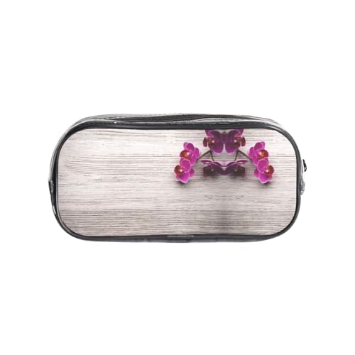 HAHAFU Transparentes PVC-Federmäppchen mit Blumenmuster, Make-up-Tasche für Schule, Büro, Reisen, Fitnessstudio, Zubehör, Organizer (komplett bedruckte Vorderseite) von HAHAFU