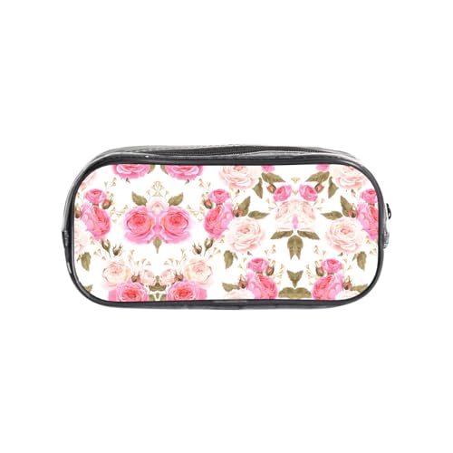 HAHAFU Transparentes PVC-Federmäppchen mit Blumenmuster, transparente Make-up-Tasche für Schule, Büro, Reisen, Fitnessstudio, Zubehör, Organizer (komplett bedruckte Vorderseite) von HAHAFU