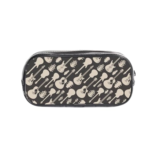 HAHAFU Transparentes PVC-Federmäppchen mit Gitarrenmuster, transparente Make-up-Tasche für Schule, Büro, Reisen, Fitnessstudio, Zubehör (komplett bedruckte Vorderseite) von HAHAFU