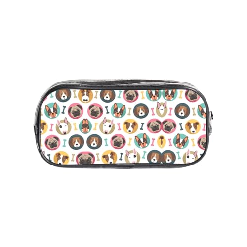 HAHAFU Transparentes PVC-Federmäppchen mit Hundemuster, transparente Make-up-Tasche für Schule, Büro, Reisen, Fitnessstudio, Zubehör (komplett bedruckte Vorderseite) von HAHAFU