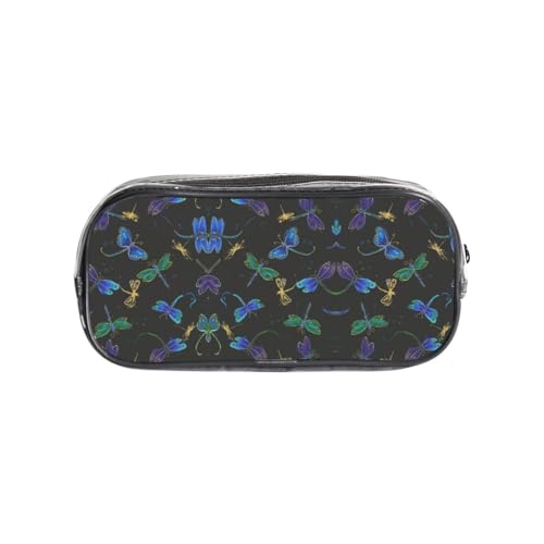HAHAFU Transparentes PVC-Federmäppchen mit Libellen-Motiv, transparente Make-up-Tasche für Schule, Büro, Reisen, Fitnessstudio, Zubehör (komplett bedruckte Vorderseite) von HAHAFU