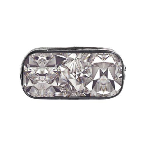 HAHAFU Transparentes PVC-Federmäppchen mit Rautenmuster, transparente Make-up-Tasche für Schule, Büro, Reisen, Fitnessstudio, Zubehör (komplett bedruckte Vorderseite) von HAHAFU