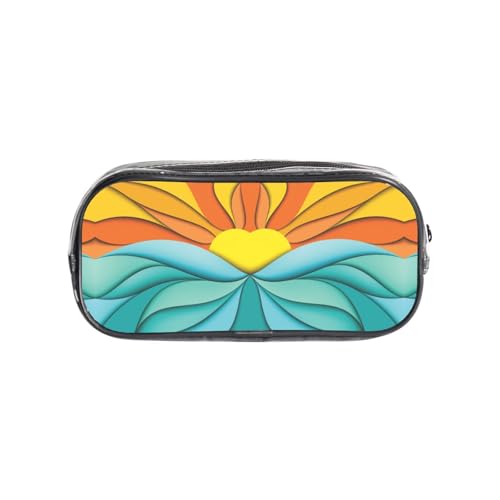 HAHAFU Transparentes PVC-Federmäppchen mit Sonnenuntergang und Sonnenaufgang, transparente Make-up-Tasche für Schule, Büro, Reisen, Fitnessstudio, Zubehör (komplett bedruckte Vorderseite) von HAHAFU