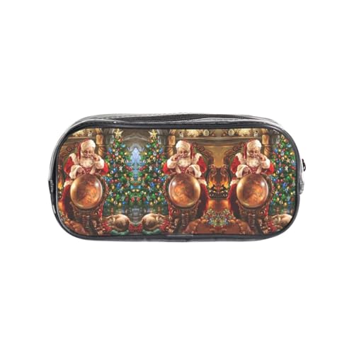 HAHAFU Transparentes PVC-Federmäppchen mit Weihnachtsmann, Make-up-Tasche für Schule, Büro, Reisen, Fitnessstudio, Zubehör, Organizer (komplett bedruckte Vorderseite) von HAHAFU