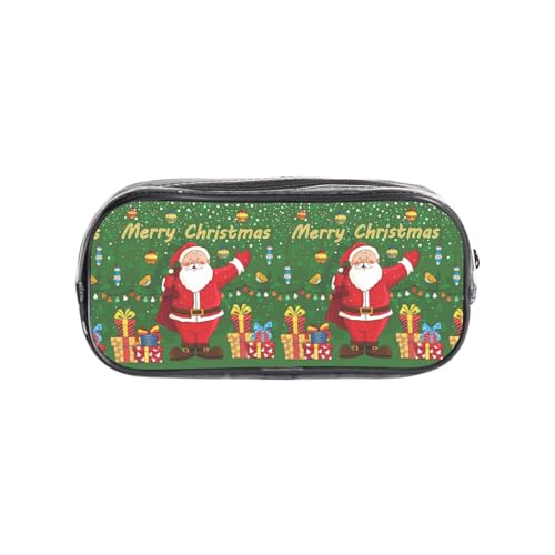 HAHAFU Transparentes PVC-Federmäppchen mit Weihnachtsmann, Make-up-Tasche für Schule, Büro, Reisen, Fitnessstudio, Zubehör, Organizer (komplett bedruckte Vorderseite) von HAHAFU