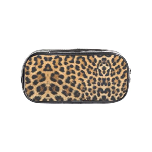 HAHAFU Transparentes PVC-Federmäppchen mit rauem Leopardenmuster, transparente Make-up-Tasche für Schule, Büro, Reisen, Fitnessstudio, Zubehör (komplett bedruckte Vorderseite) von HAHAFU