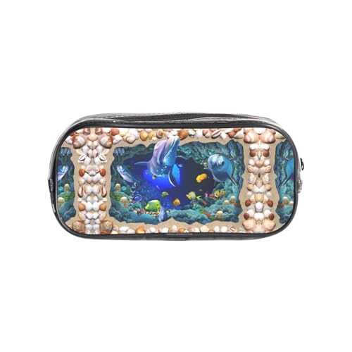 HAHAFU Underwater World Federmäppchen aus transparentem PVC, für Schule, Büro, Reisen, Fitnessstudio, Zubehör, Organizer (komplett bedruckte Vorderseite) von HAHAFU