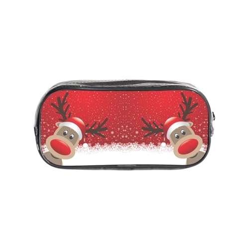 HAHAFU Weihnachtliches transparentes PVC-Federmäppchen, transparente Make-up-Tasche für Schule, Büro, Reisen, Fitnessstudio, Zubehör, Organizer (komplett bedruckte Vorderseite) von HAHAFU