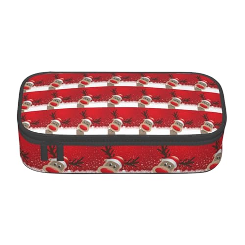 HAHAFU Weihnachts-Federmäppchen mit großem Fassungsvermögen und mehreren Fächern, bedruckt, wasserabweisend, Polyester, Schulbedarf-Organizer (quadratisches Design), Schwarz , Einheitsgröße von HAHAFU