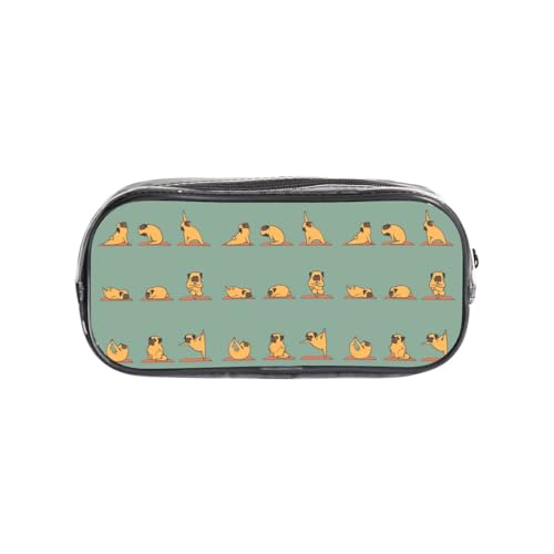 HAHAFU Yoga-Mops, transparentes PVC-Federmäppchen, transparente Make-up-Tasche für Schule, Büro, Reisen, Fitnessstudio, Zubehör (komplett bedruckte Vorderseite) von HAHAFU