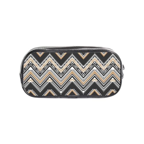 HAHAFU Zickzack-Federmäppchen, transparent, Make-up-Tasche für Schule, Büro, Reisen, Fitnessstudio, Zubehör, Organizer (komplett bedruckte Vorderseite) Schwarz / Weiß von HAHAFU