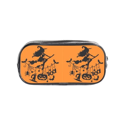 Halloween-Federmäppchen, Hexe, durchsichtig, PVC, transparent, Make-up-Tasche für Schule, Büro, Reisen, Fitnessstudio, Zubehör, Organizer (komplett bedruckte Vorderseite) von HAHAFU