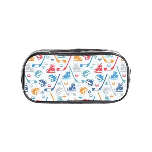 Hockey-Elemente, kreatives gemustertes transparentes PVC-Federmäppchen, transparente Make-up-Tasche für Schule, Büro, Reisen, Fitnessstudio, Zubehör, Organizer (komplett bedruckte Vorderseite) von HAHAFU