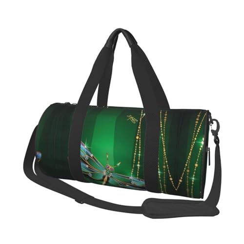 Jewel Libellen-Reisetasche, Organizer, Sporttasche, Turnbeutel, großer Druck, Polyester, Schultertasche für Damen und Herren, Schwarz , Einheitsgröße von HAHAFU