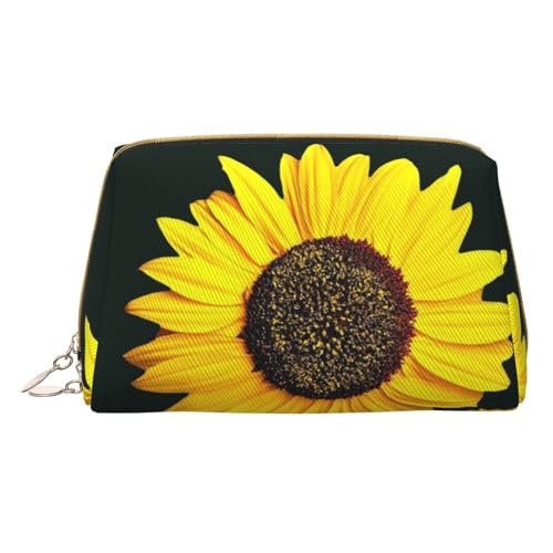 Kosmetiktasche mit Sonnenblumen-Motiv, bedruckt, Leder, wasserdicht, Reise-Make-up-Organizer, weiß, Einheitsgröße von HAHAFU