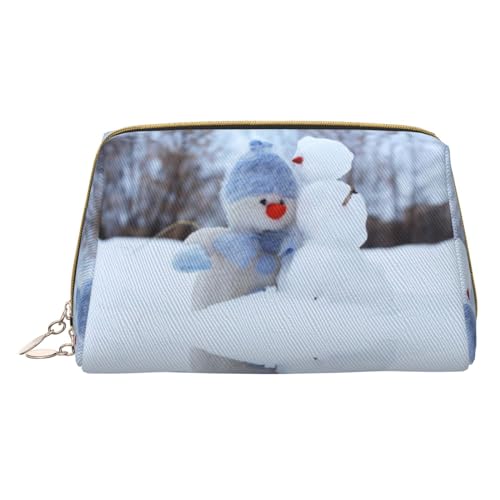 Kosmetiktasche mit niedlichem Schneemann, personalisierbar, bedrucktes Leder, wasserdicht, Reise-Make-up-Organizer, weiß, Einheitsgröße von HAHAFU