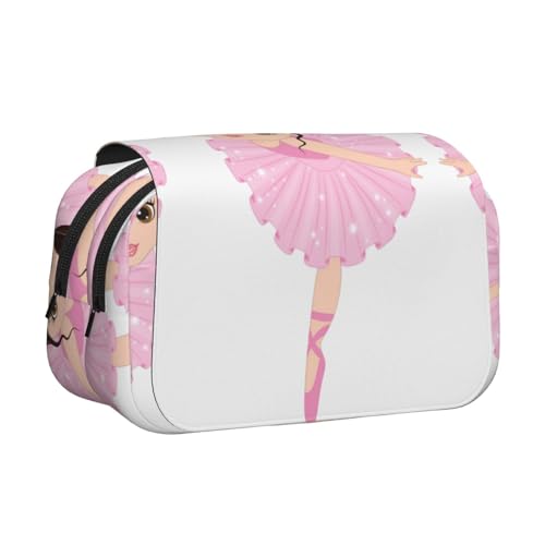 Little Ballerina Tanzendes Mädchen, doppelschichtiges Federmäppchen, großes Fassungsvermögen (für 50 Stifte/Bleistifte), Volldruck, strapazierfähiges Polyester, Schul- und Bürobedarf von HAHAFU